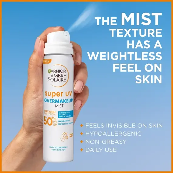 Garnier -Ambre Solaire -Super UV Over Makeup Mist - SPF 50+ - 75 ml / Beauty Sun Protection Sun Care