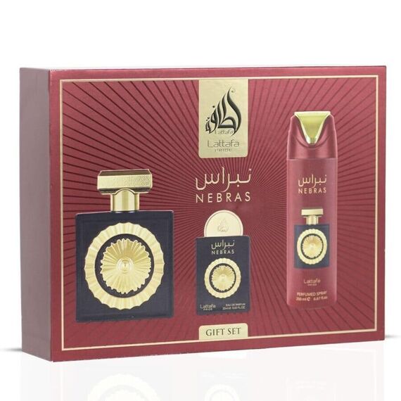 Lattafa - Nebras EDP 100 ml + EDP 20 ml + Deospray 200 ml - Giftset / Beauty Γυναικεία Δώρα Σετ Γυναικεία Περιποίηση