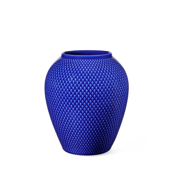 Lyngby Porcelæn - Rhombe Color Porcelain Vase 16.5 cm - Dark Blue / Home and Kitchen Decor Home & Kitchen
