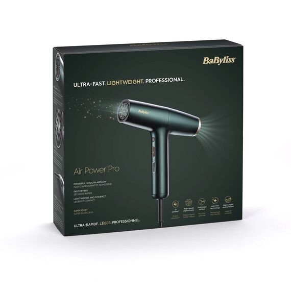 BaByliss Air Power Pro hair dryer 1700 W Gold, Green Εργαλεία Μαλλιών Περιποίηση Μαλλιών