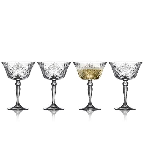 Lyngby Glas - Crystal Melodia Champagne Coupes - 26 cl - Set of 4 / Home and Kitchen Κουζίνα Σπίτι & Κουζίνα