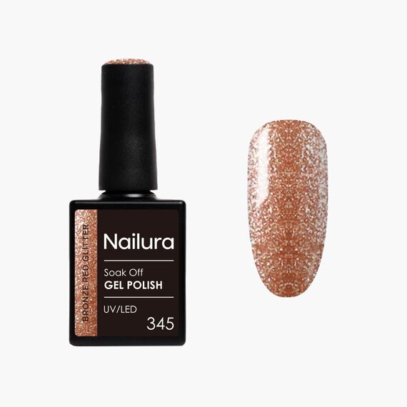 Nailura - Gel Polish 345 - Bronze Red Glitter - 10 ml / Beauty Nails Makeup