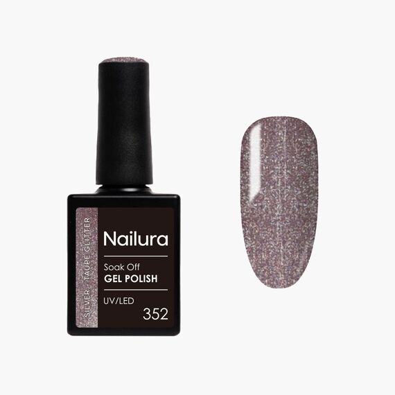 Nailura - Gel Polish 352 - Silver Taupe Glitter - 10 ml / Beauty Nails Makeup