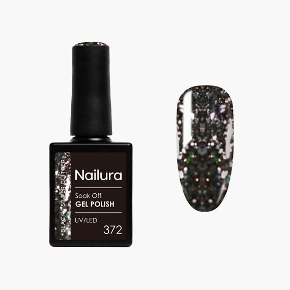 Nailura - Gel Polish 372 - Black Silver Glitter - 10 ml / Beauty Nails Makeup