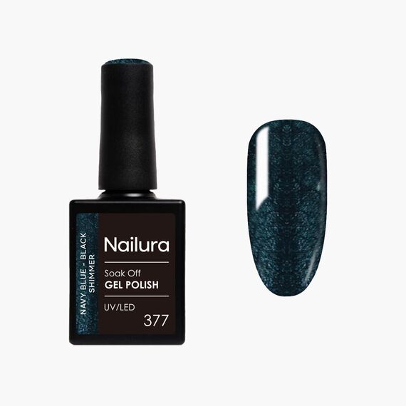 Nailura - Gel Polish 377 - Navy Blue/Black Shimmer - 10 ml / Beauty Nails Makeup