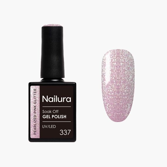 Nailura - Gel Polish 337 - Pearlized Pink Glitter - 10 ml / Beauty Nails Makeup