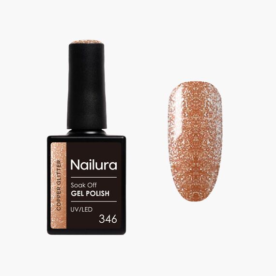Nailura - Gel Polish 346 - Copper Glitter - 10 ml / Beauty Nails Makeup