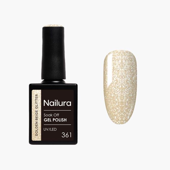 Nailura - Gel Polish 361 - Golden Beige Glitter - 10 ml / Beauty Nails Makeup