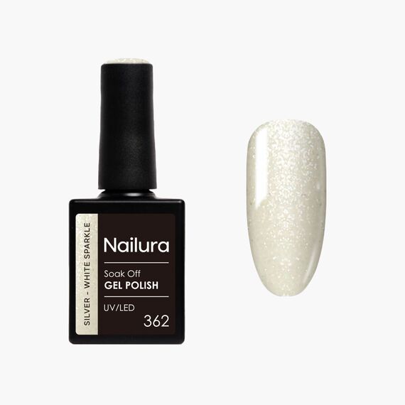 Nailura - Gel Polish 362 - Silver White Sparkle - 10 ml / Beauty Nails Makeup