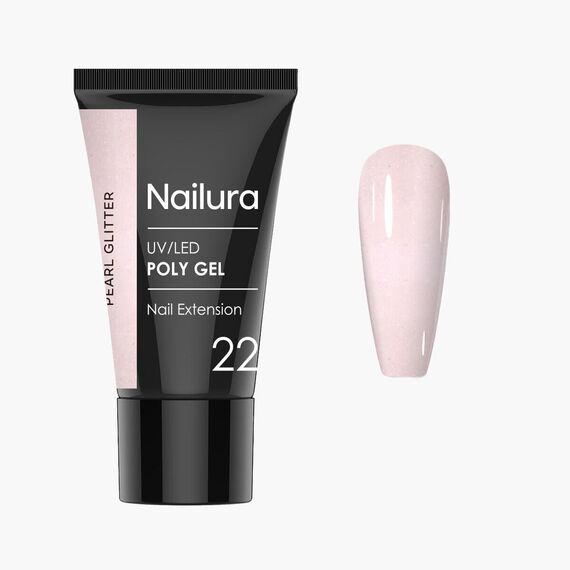 Nailura - Poly Gel 22 - Pearl Glitter - Light, Pearlescent Nude - 30 ml / Beauty Nails Makeup