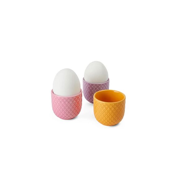 Lyngby Porcelæn - Rhombe Color Egg Cup Set 5 cm - Yellow & Rose & Lilac / Home and Kitchen Διακόσμηση Σπίτι & Κουζίνα