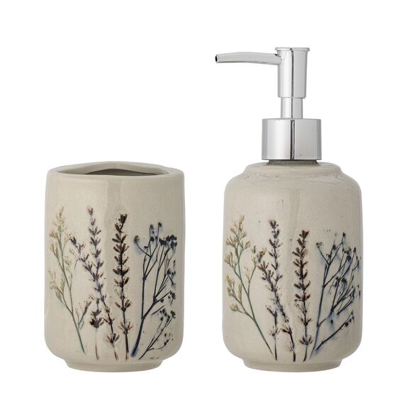 Bloomingville - Bea Soap Dispenser Set - Nature - Stoneware / Home and Kitchen Uncategorized (Home & Kitchen) Home & Kitchen