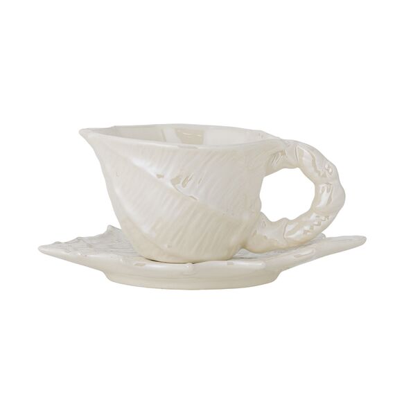 Bloomingville - Shellie Cup with Saucer - White - Stoneware / Home and Kitchen Kitchen Home & Kitchen