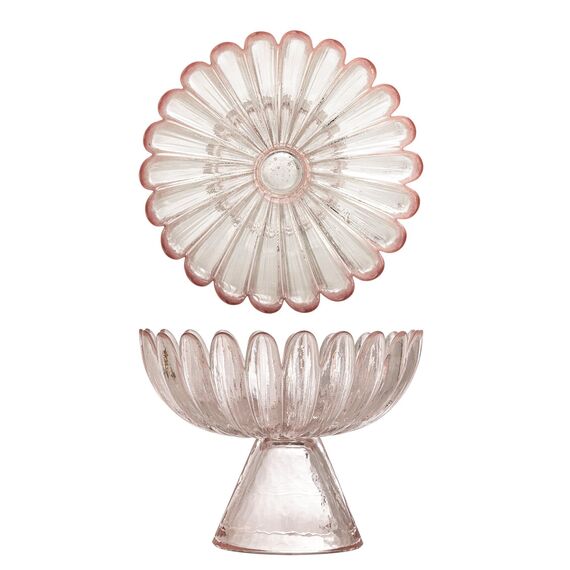 Bloomingville - Nalu Pedestal Bowl - Rose - Glass / Home and Kitchen Decor Home & Kitchen