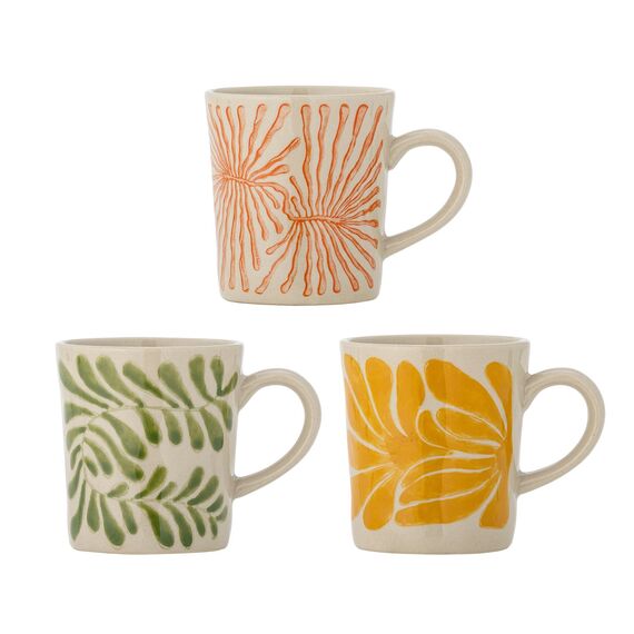Bloomingville - Fauni Cup - Multicoloured Stoneware - Set of 3 / Home and Kitchen Κουζίνα Σπίτι & Κουζίνα