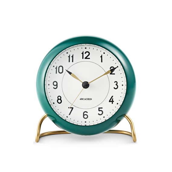Arne Jacobsen - Station Table ​Clock ​ - Ø11 cm - Green & White / Home and Kitchen Διακόσμηση Σπίτι & Κουζίνα