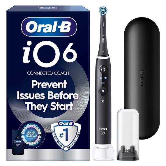 Oral B - iO6 Electric Toothbrush - Black - 2 Brush Heads, Premium Travel Case / Health and Personal Care Uncategorized (Beauty)