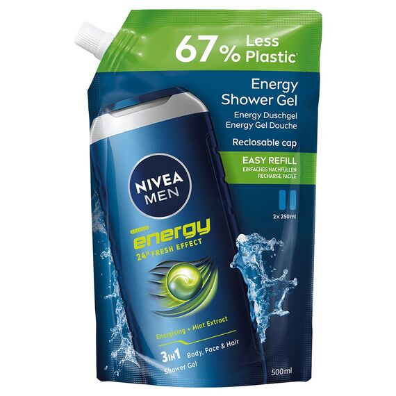 Nivea - Men Shower Energy Refill - 500 ml / Beauty Αταξινόμητα (Ομορφιά)