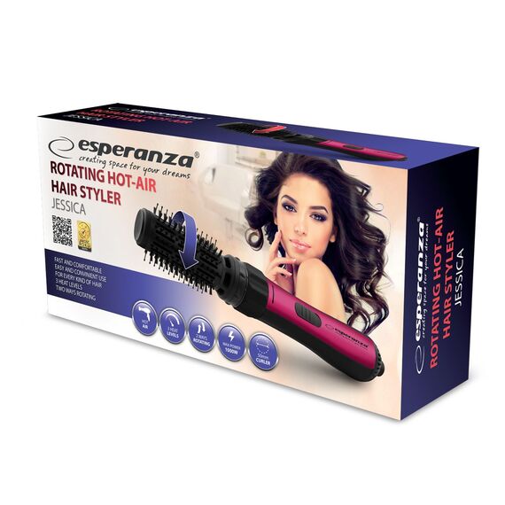Esperanza EBL008 hair styling tool Hot air brush Black,Red 1.8 m 1000 W Εργαλεία Μαλλιών Περιποίηση Μαλλιών