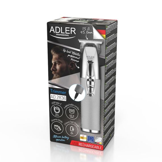 Adler AD 2836S beard trimmer Battery 4 6 mm Silver Hair Tools Hair Care