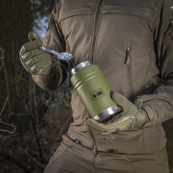 M-Tac UN-R02-750A Food thermos with foldable stainless steel spoon, 750 ml, olive green Κουζίνα Σπίτι & Κουζίνα