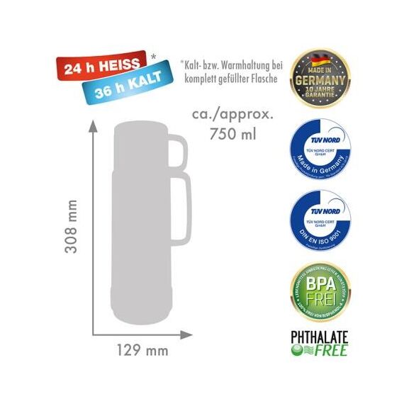 ROTPUNKT Glass thermos, capacity 0.750 l, polar-el.-summer squash (white-yellow) Κουζίνα Σπίτι & Κουζίνα