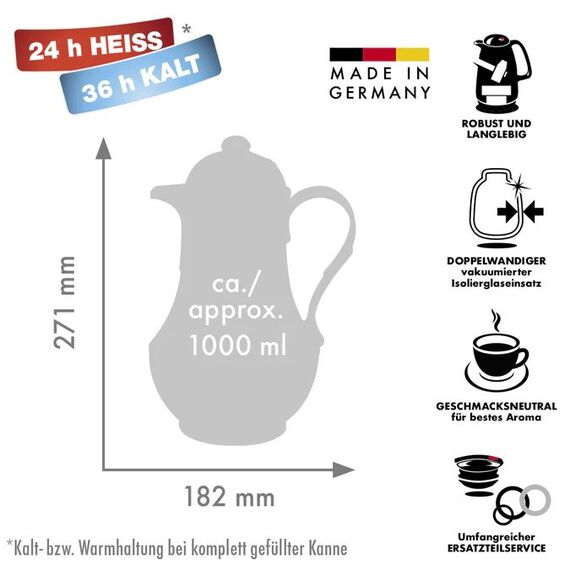 ROTPUNKT Thermos jug, 1.0 l, ivory (ecru) Kitchen Home & Kitchen