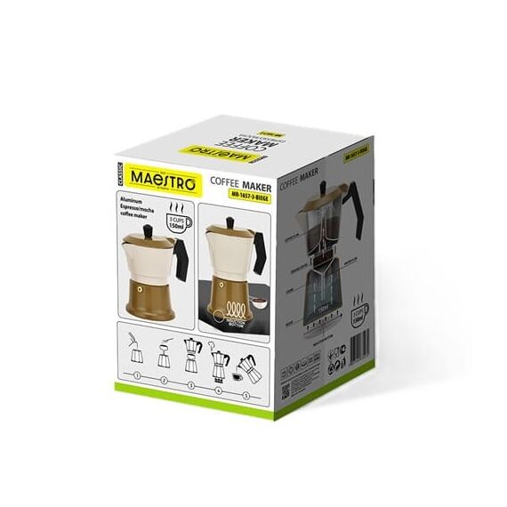 Aluminium moka pot MR-1657-3-BEIGE MAESTRO Coffee Machines Appliances