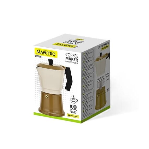 Aluminium moka pot MR-1657-3-BEIGE MAESTRO Coffee Machines Appliances