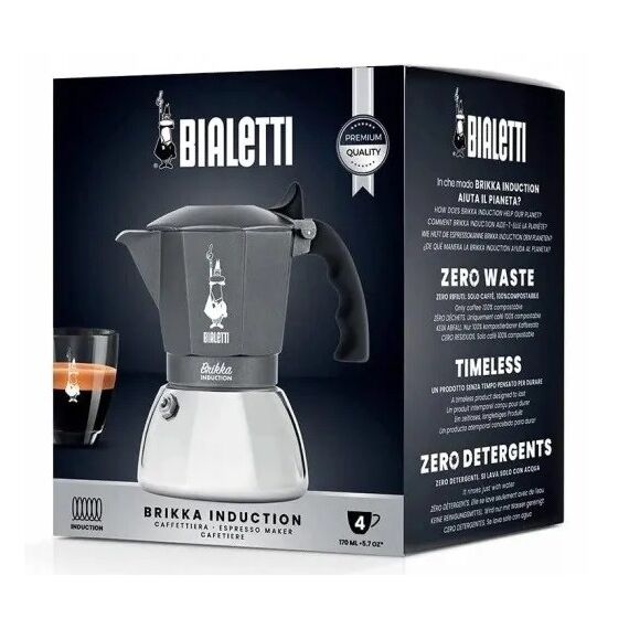 Coffee maker BIALETTI BRIKKA INDUCTION 4TZ 180 ml Anthracite, Silver Coffee Machines Appliances