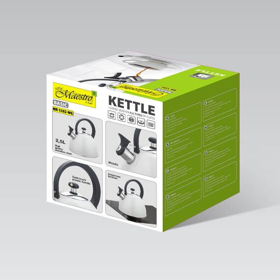 Maestro MR-1302-WG kettle 2.5 L White Kitchen Home & Kitchen