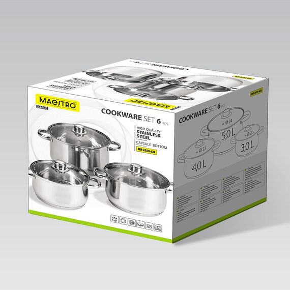 Maestro MR-2020-6XL A set of pots of 6 elements Κουζίνα Σπίτι & Κουζίνα