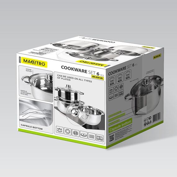 Maestro MR-2020-6XL A set of pots of 6 elements Κουζίνα Σπίτι & Κουζίνα