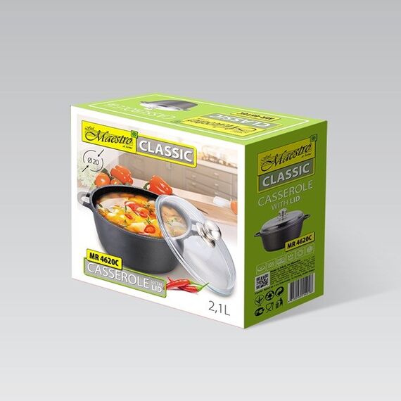 Maestro MR-4620C Pot with lid 20 cm 2,1 l Black Κουζίνα Σπίτι & Κουζίνα