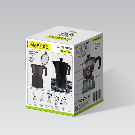 3 cup coffee machine MAESTRO MR-1666-3-BLACK Black Καφετιέρες Συσκευές