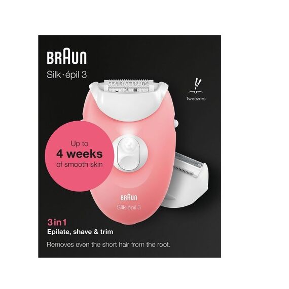 BRAUN Silk-épil 3 SE3-277 Epilator, White and Pink Συσκευές Περιποίησης Περιποίηση Προσώπου