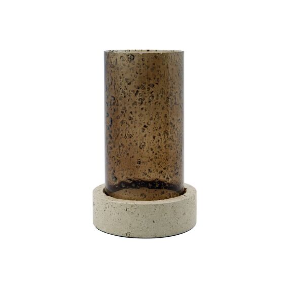 House Doctor - Rivo Candle Holder - H21.5 cm, Ø13 cm - Brown / Home and Kitchen