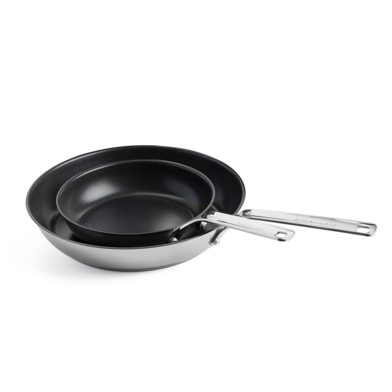 KitchenAid - Stainless Steel Sheet Frypan Set - Silver - 20 cm, 28 cm / Home and Kitchen