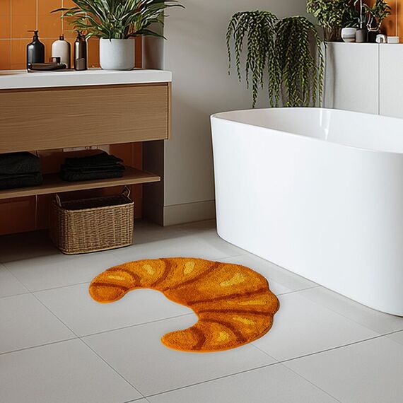 Kikkerland - Croissant Bath Rug - 25.75 x 20.25 x 0.25 / Home and Kitchen