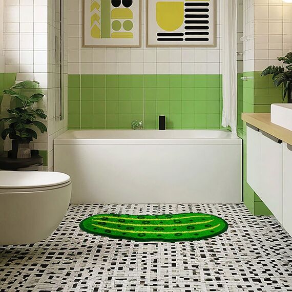 Kikkerland - Pickle Bath Rug - Green - 17 x 34 x 0.25 / Home and Kitchen