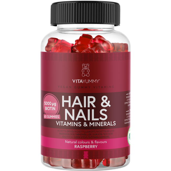 VitaYummy - Hair & Nails Vitaminer Raspberry 60 Pcs / Health and Personal Care