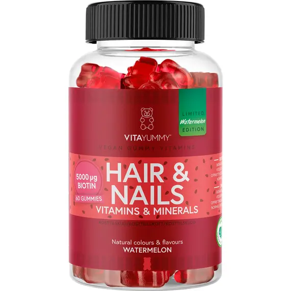 VitaYummy - Hair & Nails (Watermelon) - 60 pcs. (Summer Edition 2026) / Health and Personal Care