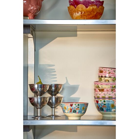 Rice - Melamine Bowl with Paris Mon Amour Print - Burnt Orange - Small - 300 ml / Home and Kitchen