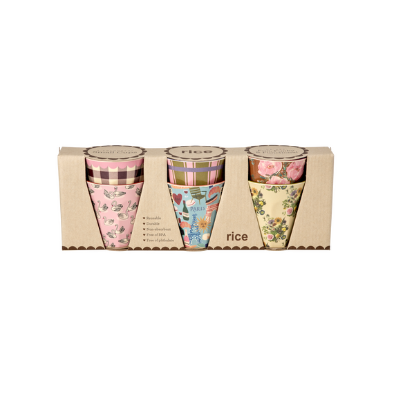 Rice - Melamine Cups with Bon Vivant Prints - Small - 160 ml / Home and Kitchen