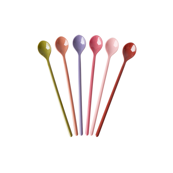 Rice - Melamine Latte Spoons - Assorted Solid Colors - Set of 6 / Home and Kitchen