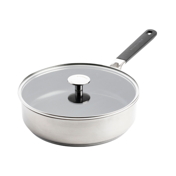 KitchenAid - KA-Classic Stainless Steel Covered Skillet - Silver - 26 cm / Home and Kitchen