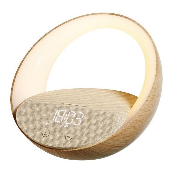 Moye Aurora Glow Lamp with Clock Wireless Speaker and Charger /