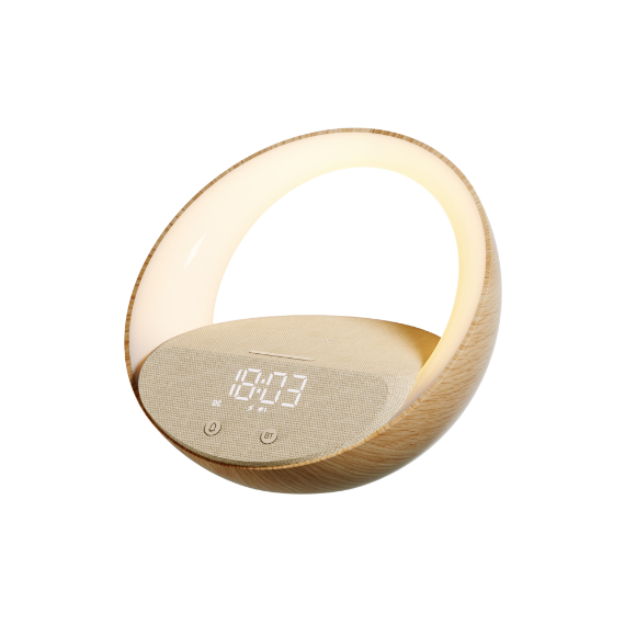 Moye Aurora Glow Lamp with Clock Wireless Speaker and Charger /