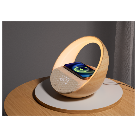 Moye Aurora Glow Lamp with Clock Wireless Speaker and Charger /