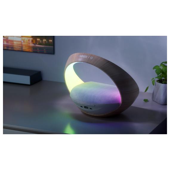 Moye Aurora Glow Lamp with Clock Wireless Speaker and Charger /